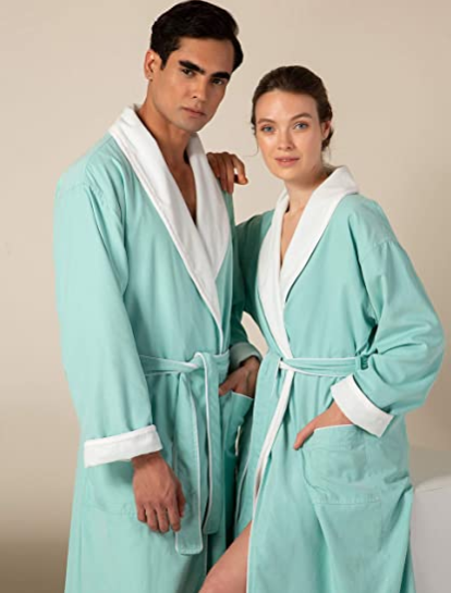 Hilton hotel luxury spa double layer thermal absorbent peach skin velvet bathrobe with custom logo