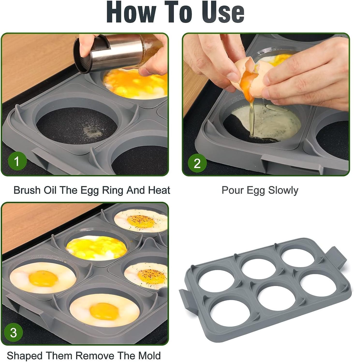 Silicone Griddle Egg Ring Tray Molds Heat Resistant Pancake Rings