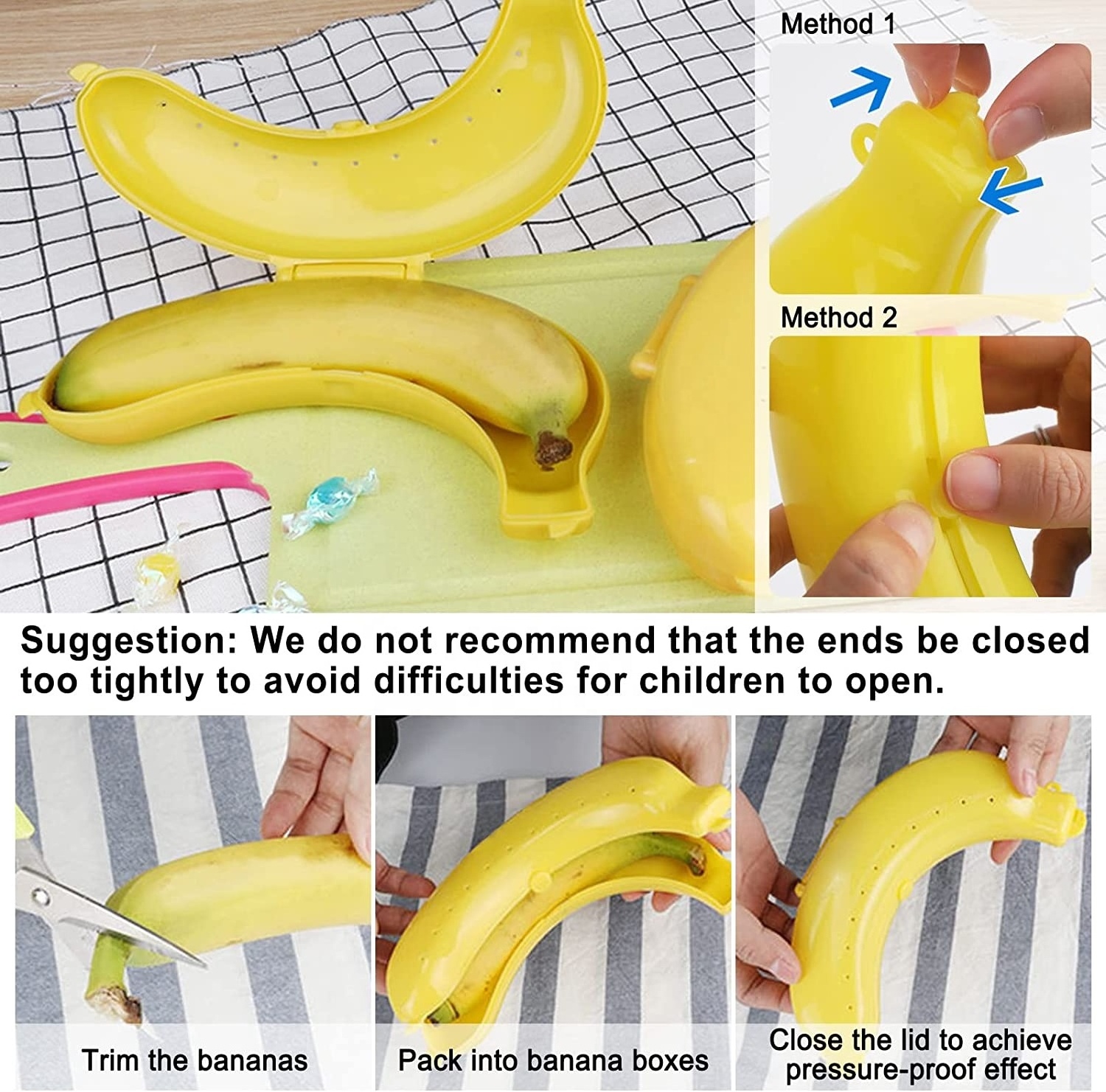 Cute Portable Banana Case Protector Storage Box Holder for Lunch Boxes, BPA-Free Fruit Container for Outdoor Travel