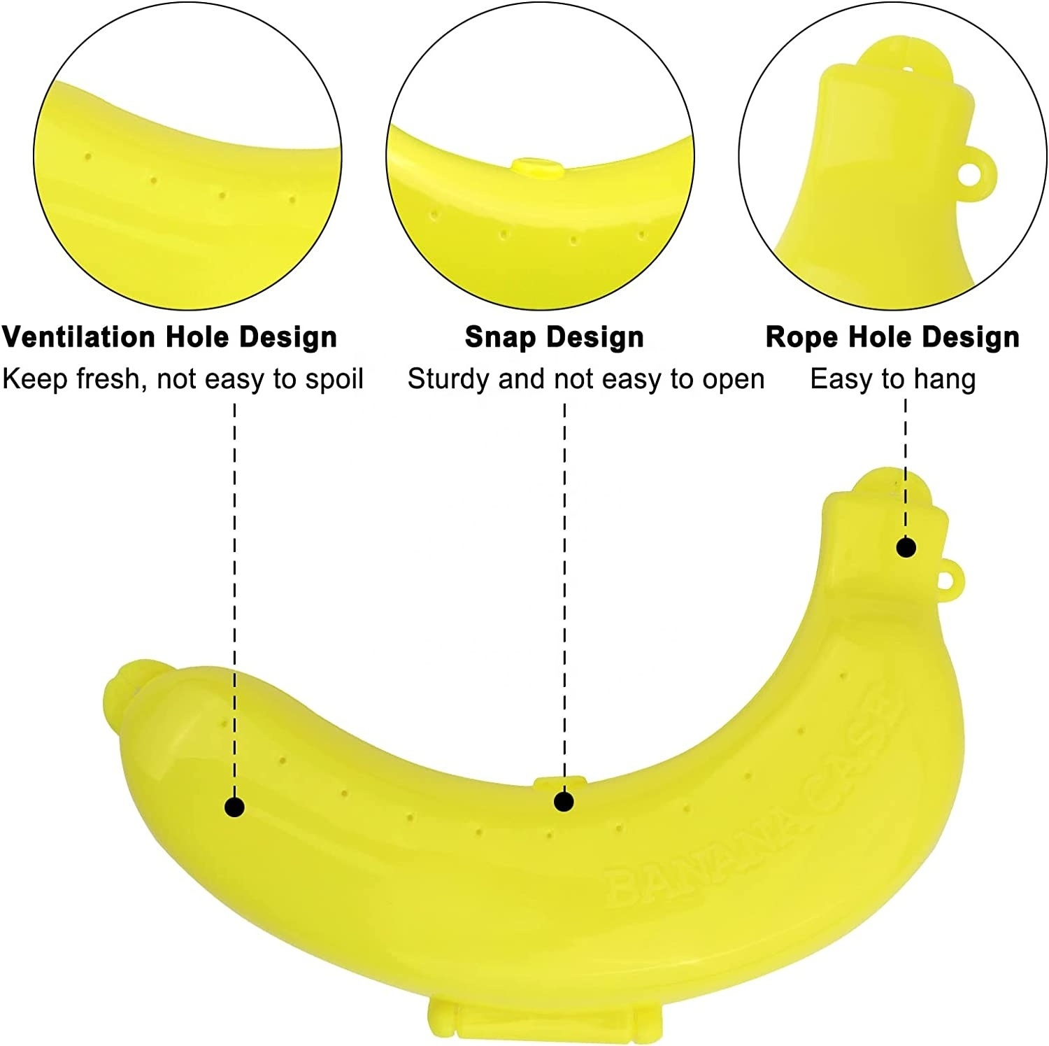 Cute Portable Banana Case Protector Storage Box Holder for Lunch Boxes, BPA-Free Fruit Container for Outdoor Travel