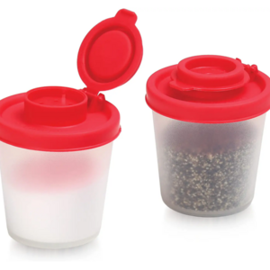 MediumSalt and Pepper Shakers Camping Picnic Outdoors Kitchen Travel Spice Set with Red Covers Lids Airtight Spice Jar Dispenser