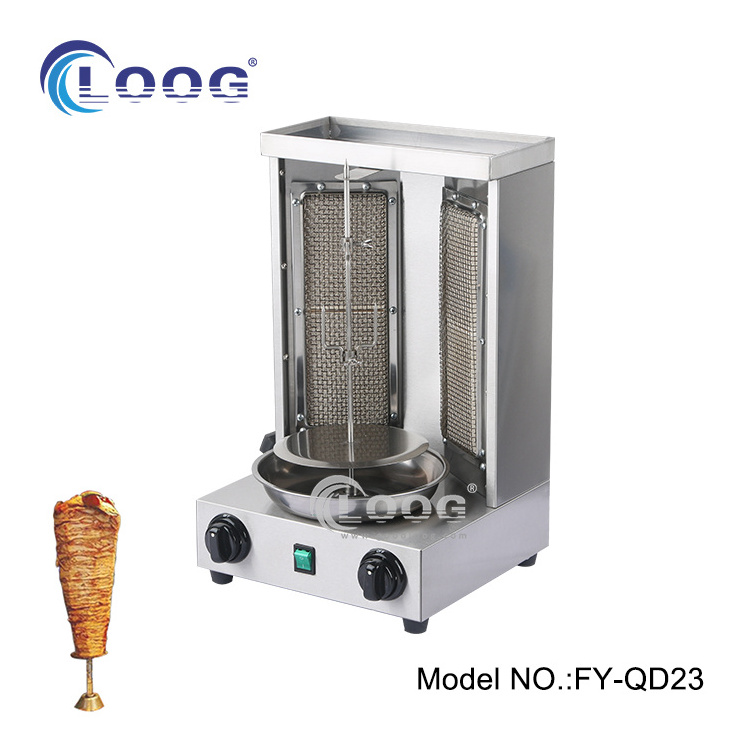 Popular Hotel Kitchen Equipment Suppliers 2 Burners Shawarma Grill LPG Gas Mini Kebab Making Machine Price