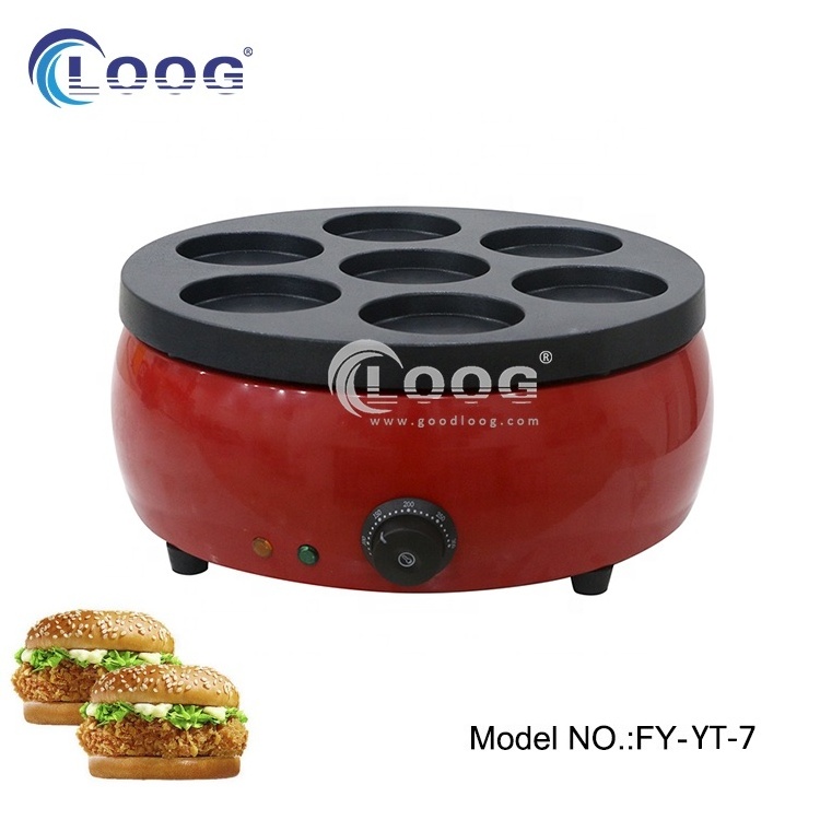 Snack Equipment 7Holes Egg Hamburger Buns Press Maker Patty Commercial Automatic Telur Chicken Burger Bread Making Machine