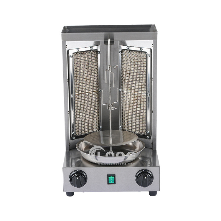 Popular Hotel Kitchen Equipment Suppliers 2 Burners Shawarma Grill LPG Gas Mini Kebab Making Machine Price