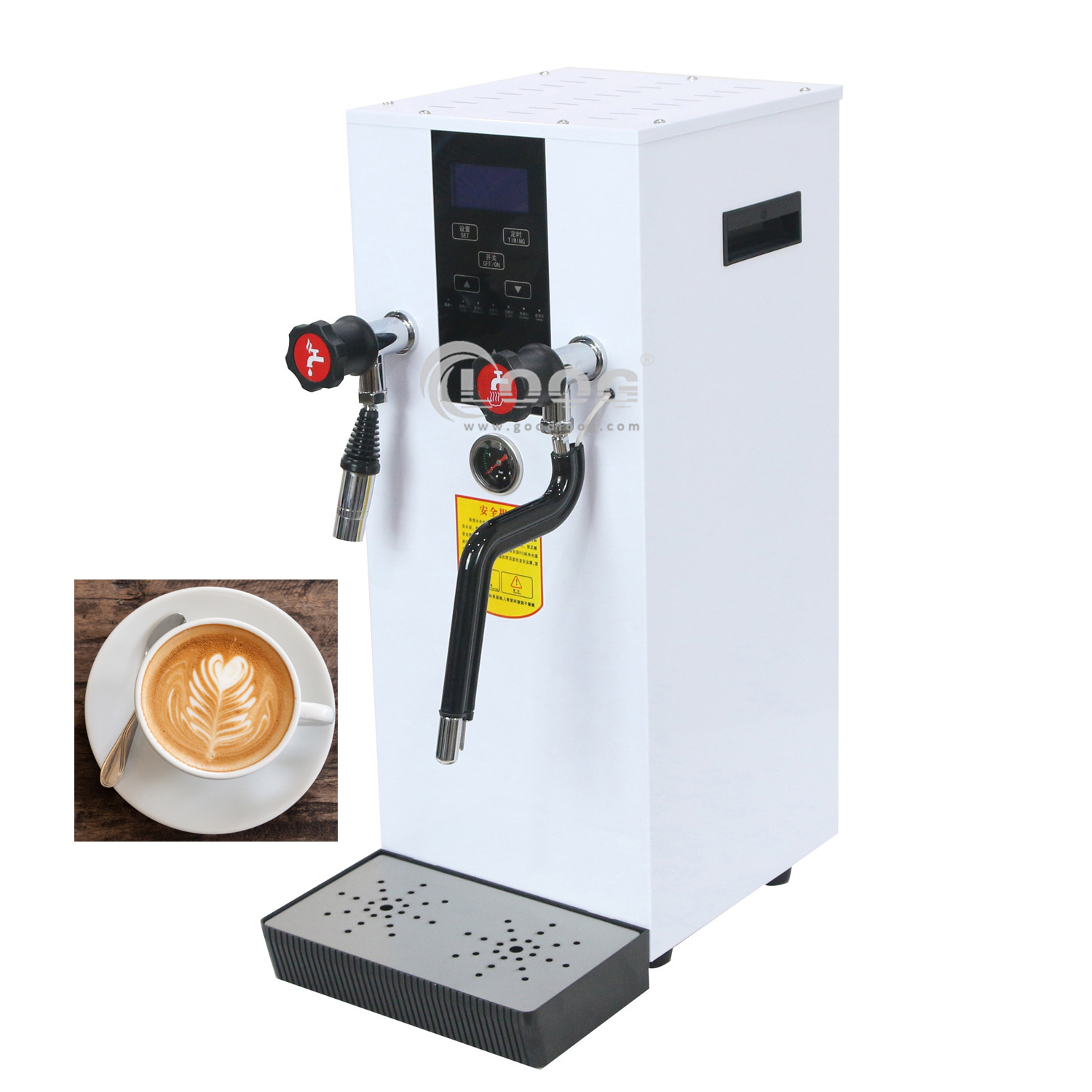 Commercial Automatic Milk Frother Digital Hot Water Tea Coffee Boiler Dispenser 12L Steam Milk Bubble Machine