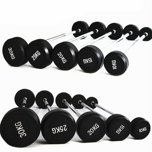 Fixed Rubber Coated Head Curl Weightlifting Barbell Free Weight Bar/Weight Barbell Lifting