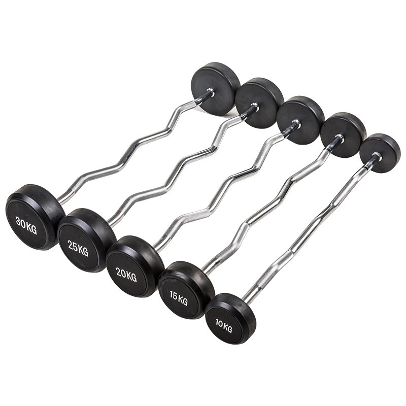 Fixed Rubber Coated Head Curl Weightlifting Barbell Free Weight Bar/Weight Barbell Lifting