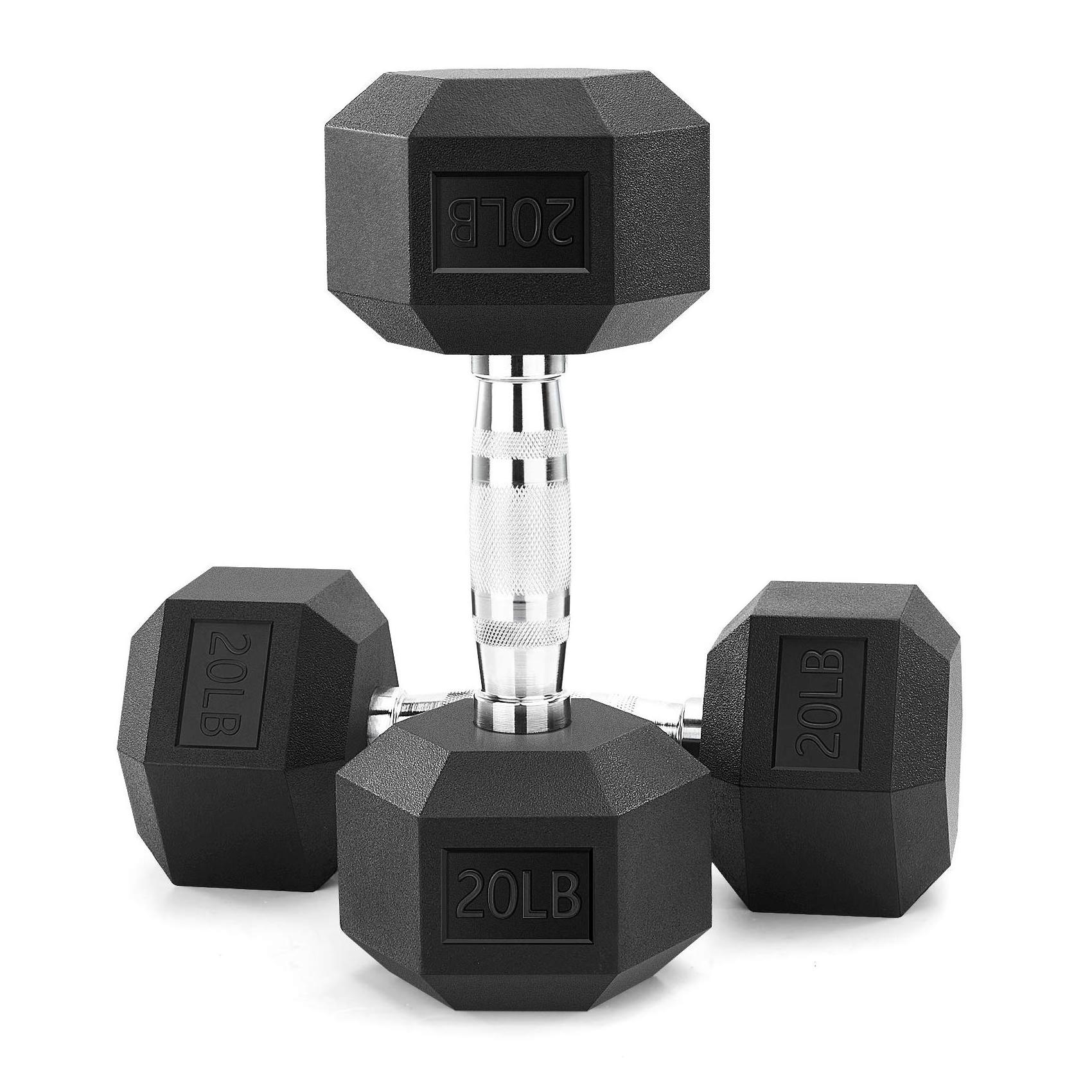 Free Weight Lifting Equipment Workout Lbs 10Kg Gym Rubber Hex Dumbbell Sets In Pounds