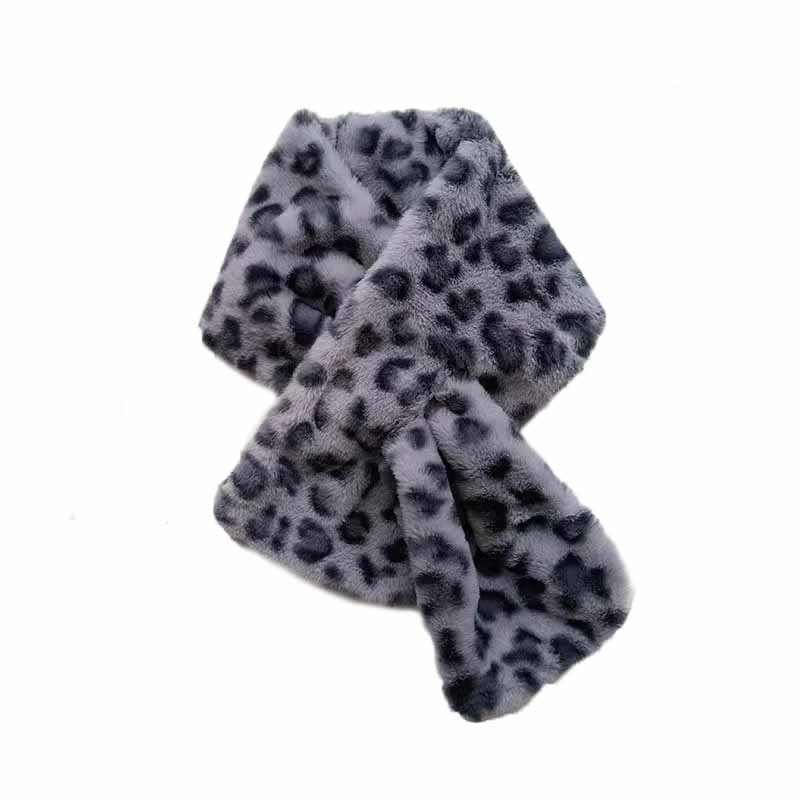 Women  Winter Autumn leopard print Faux Fur Scarf  Warm Scarves Shawl for Women Girls Ladies