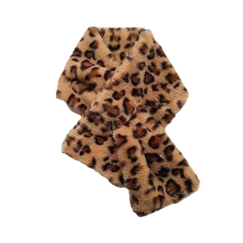 Women  Winter Autumn leopard print Faux Fur Scarf  Warm Scarves Shawl for Women Girls Ladies