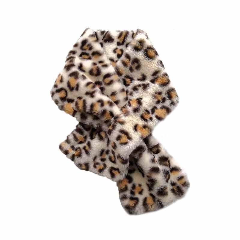 Women  Winter Autumn leopard print Faux Fur Scarf  Warm Scarves Shawl for Women Girls Ladies