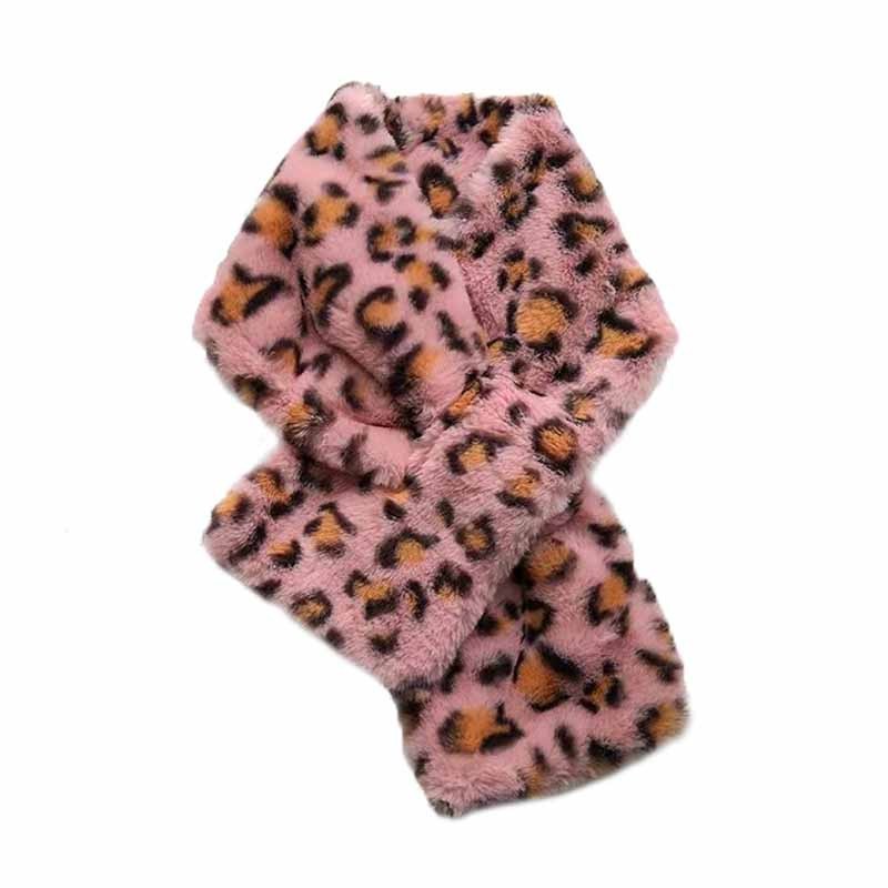 Women  Winter Autumn leopard print Faux Fur Scarf  Warm Scarves Shawl for Women Girls Ladies