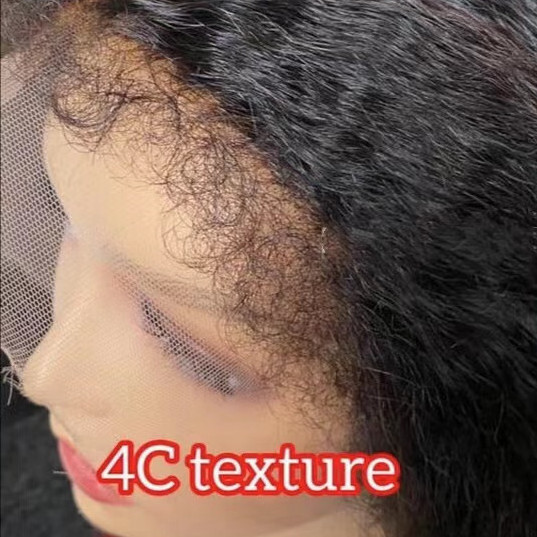 GL Pre Plucked Cambodian Virgin Hair Wig Lace Front Natural 4c 4b Hairline Kinky Straight Human Hair 13x4 4*4 Closure Lace Wig