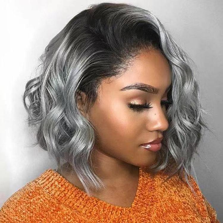 Highknight New Style Brazilian Hair Short Cut Pixie Wig 350 Ombre Color Transparent Lace Front Human Hair Wigs For Black Women