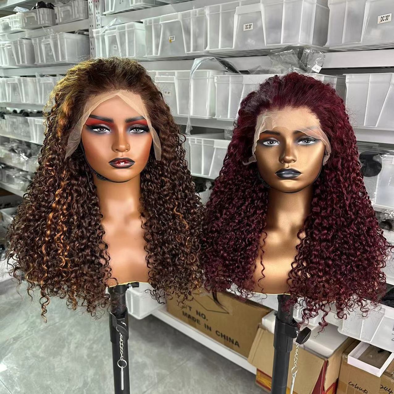 goodluck Fast Delivery T4 30 4 Vietnamese Super Double Drawn Human Hair Wigs Piano Color Pixie Curly Glueless Full Lace Wigs