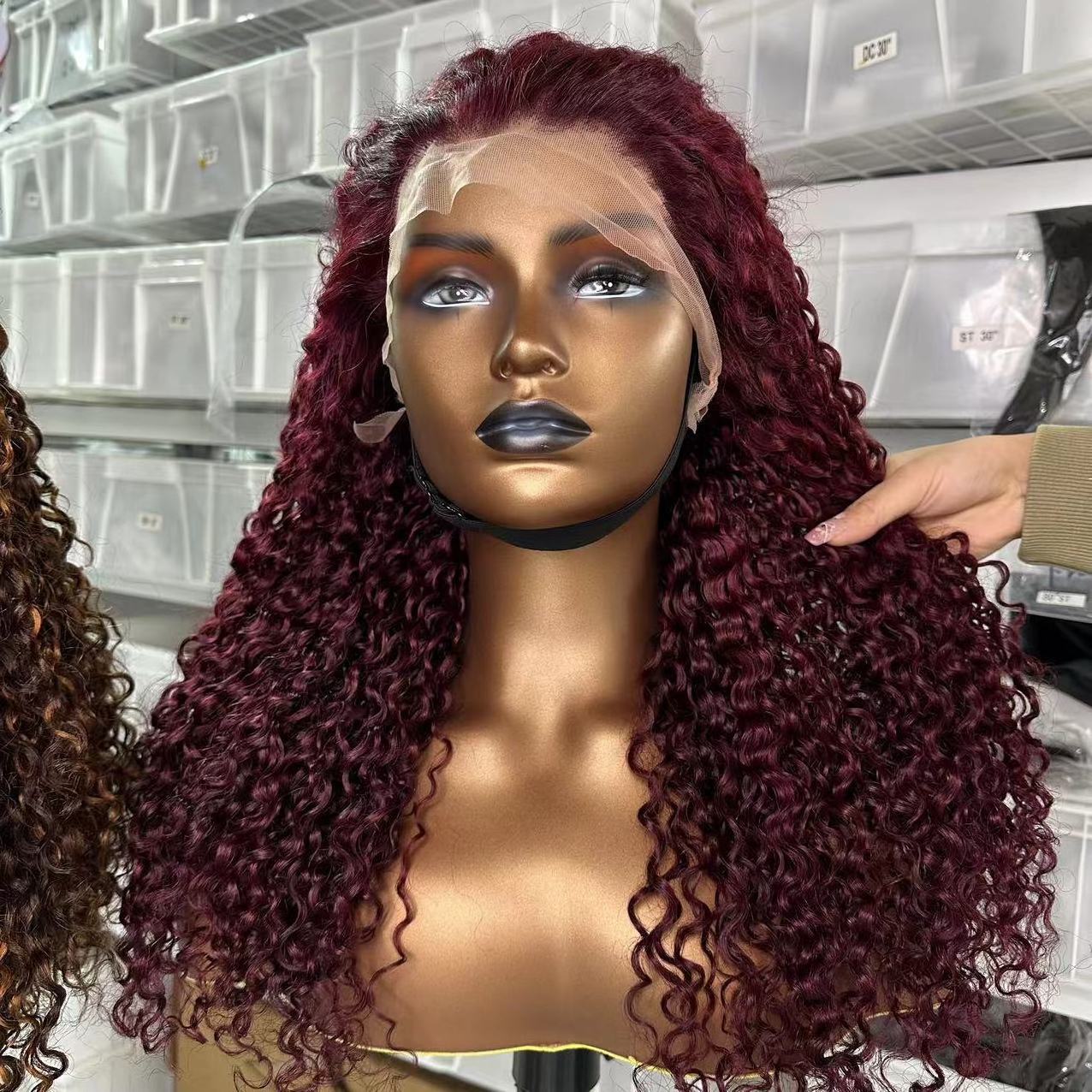 goodluck Fast Delivery T4 30 4 Vietnamese Super Double Drawn Human Hair Wigs Piano Color Pixie Curly Glueless Full Lace Wigs