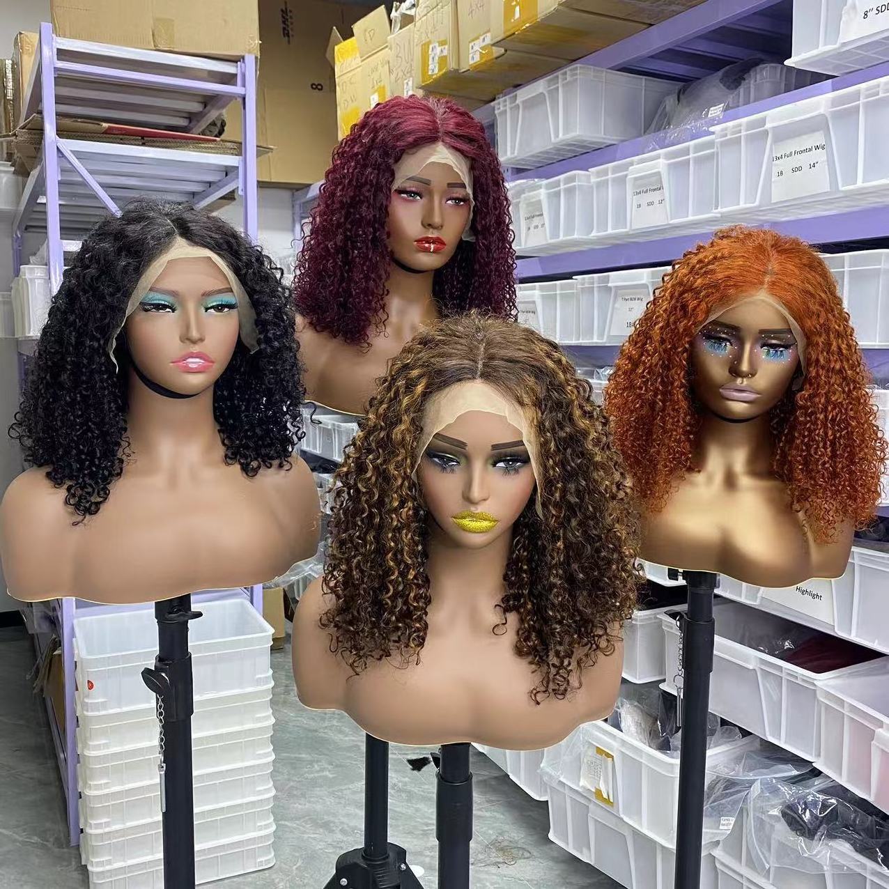 goodluck Fast Delivery T4 30 4 Vietnamese Super Double Drawn Human Hair Wigs Piano Color Pixie Curly Glueless Full Lace Wigs