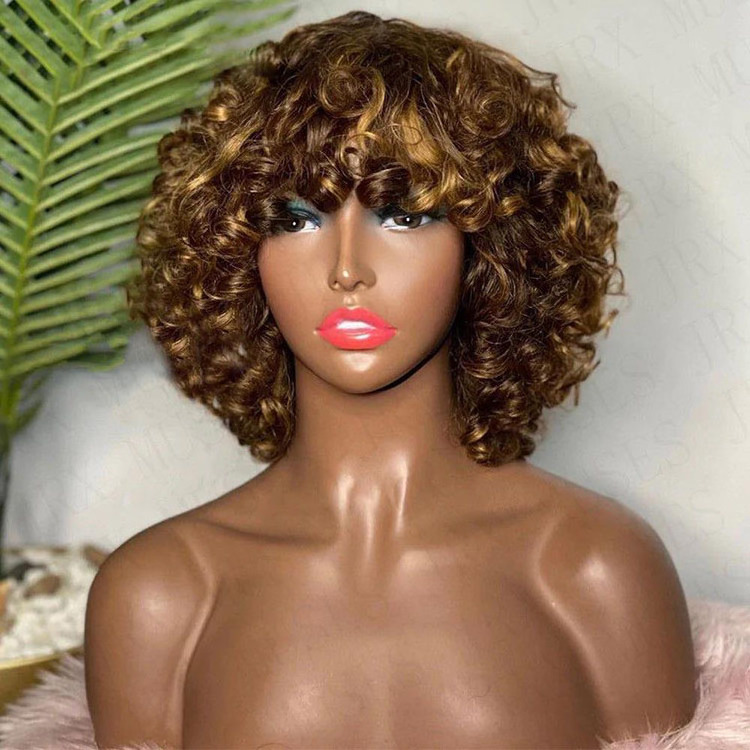 GL Water Wave BOB With Gold Highlights Honey Blonde BOB Wigs  Human Hair Wigs Highlight 4/27 Color Wholesale Peruvian BOB Wig