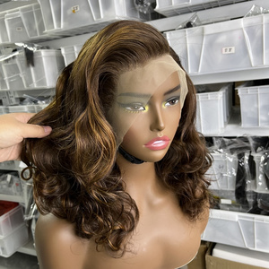 GL Bouncy New Products Factory Wig Super Double Drawn 13*4 Lace Frontal Wigs Natural Loose Piano Color Human Hair Wig