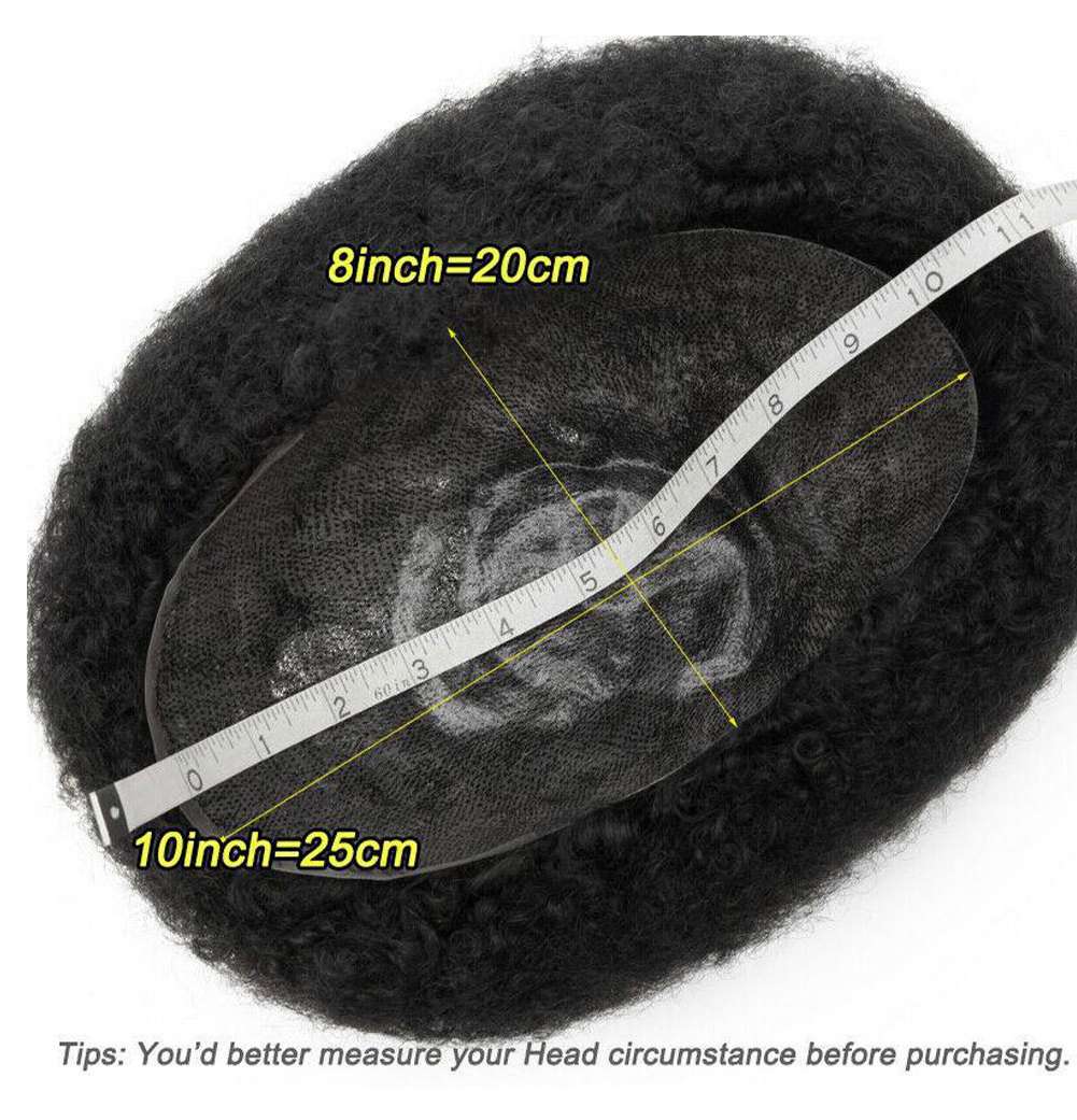 GL African American Mens Hairpieces European Virgin Human Hair Replacement 4mm Afro Curl Full Lace Toupee for Black Men