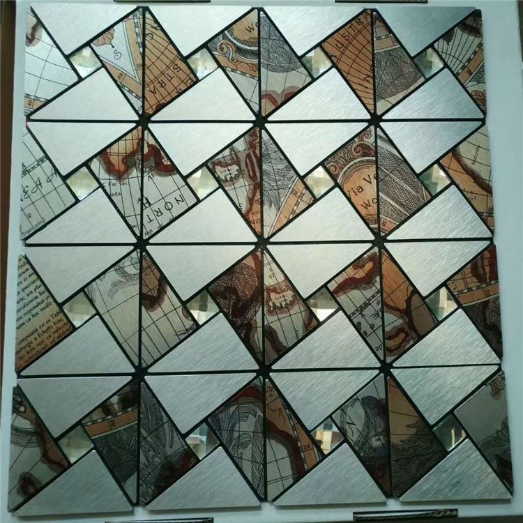 Customize Metal Tile Square Colorful Mosaic Inlay Glass Mosaic Tile for Kitchen Bathroom Backsplash