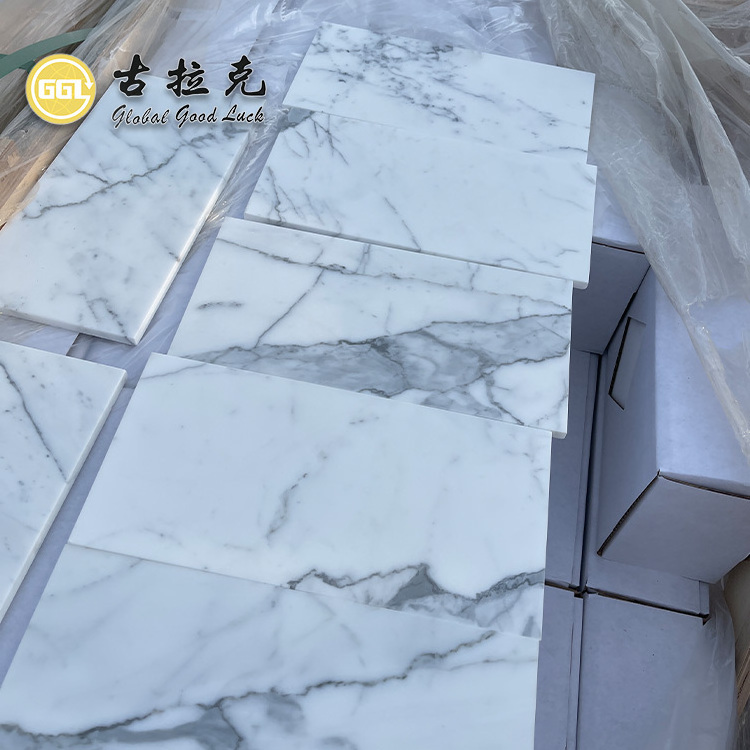 Hot sale Italian Calacatta White Marble Floor Tiles Luxvry Stone with Polished