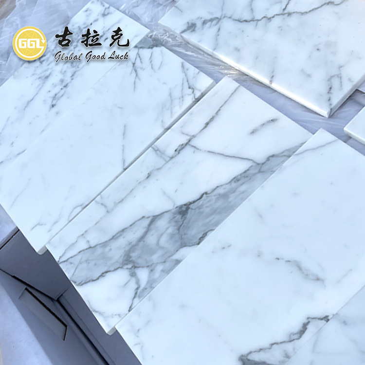 Hot sale Italian Calacatta White Marble Floor Tiles Luxvry Stone with Polished