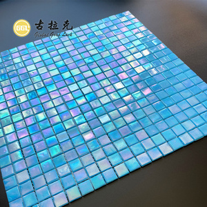 Blue crystal glass mosaic tiles cheap swimming pool tile backsplash