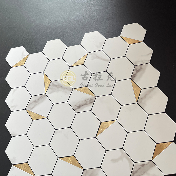 White Self Adhesive Hexagon Wall Tile for Bathroom Shower Kitchen Peel And Stick Backsplash Wall Mosaic Tile