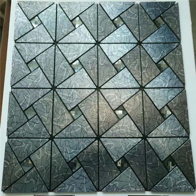 Customize Metal Tile Square Colorful Mosaic Inlay Glass Mosaic Tile for Kitchen Bathroom Backsplash