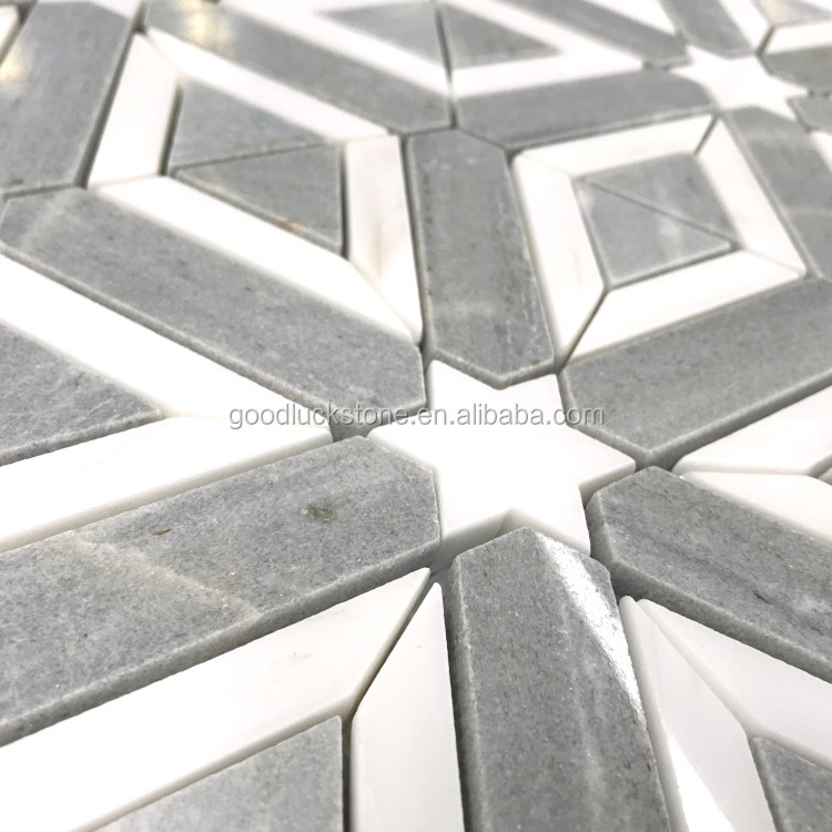 Parquet Feature Hexagon Shape Marble Grey Mosaic Tile Flooring Wall Background Tile