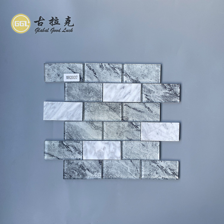 Marble Mix Crystal Glass Mosaic Tiles for Wall Backsplash Kitchen Bathroom Shower