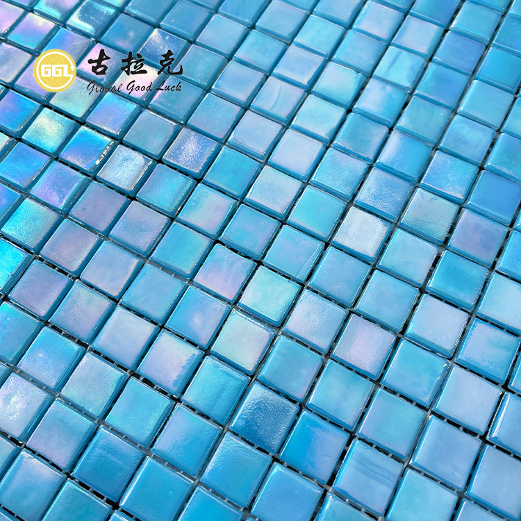 Blue crystal glass mosaic tiles cheap swimming pool tile backsplash