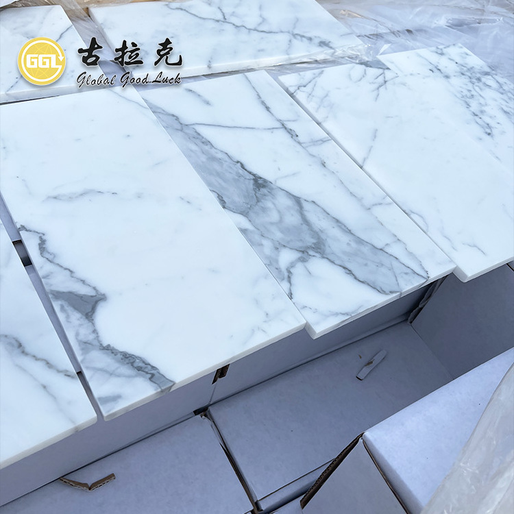 Hot sale Italian Calacatta White Marble Floor Tiles Luxvry Stone with Polished