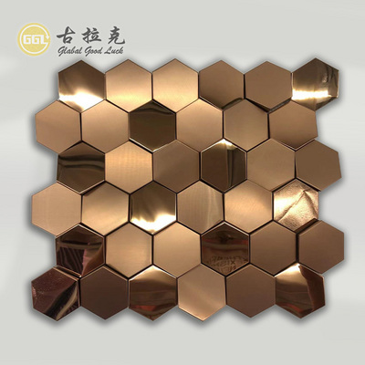 Backsplash Tile Hexagon Metal Mosaic Tile Mirror Mosaic Backsplash for Kitchen Accent Wall Panels Tiles