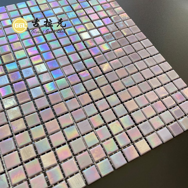 Iridescent Pink Tile Pool Swimming Tiles Hot Melt Glass Mosaic