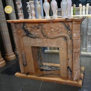 Natural Stone White Marble Wall  Marble Fireplace Surround Mantle