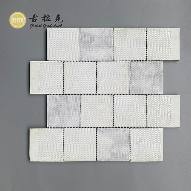 New Arrival Crystal Glass Mix Marble Mosaic Square Shape Tile Glitter Mosaic Tile for Interior Wall Decor