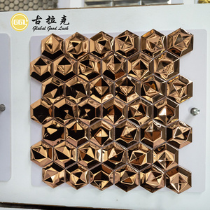 Factory Metal Copper Mosaic Tile 3D Shiny Stainless Steel Mosaic Tile for Hotel Shower Backsplash Wall