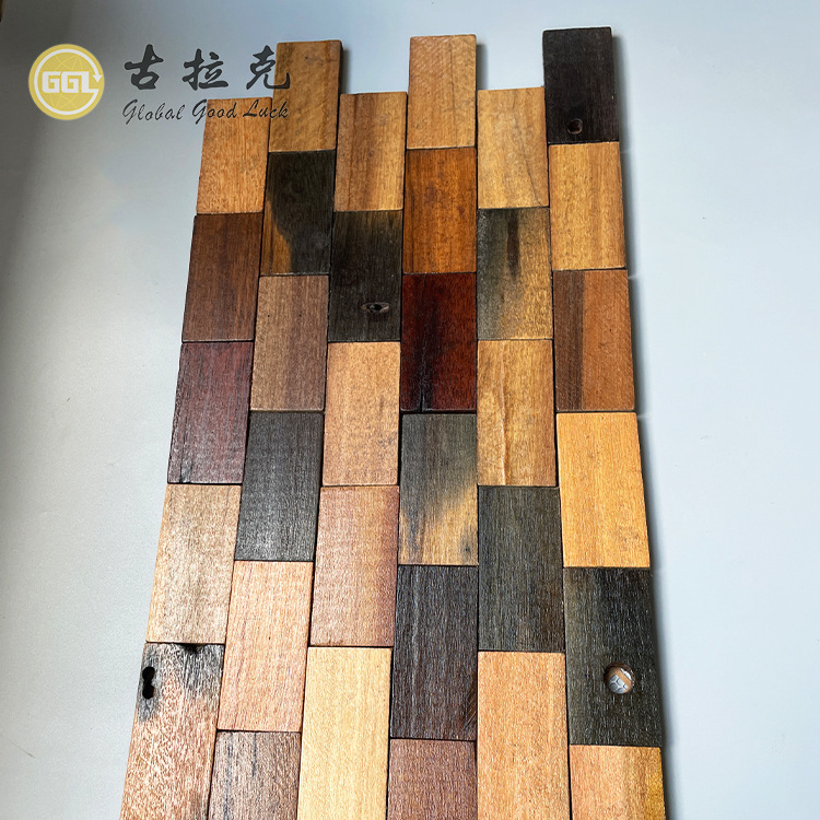 Wood Wall Mosaic tile Customized Design Panel Planks Wooden Mosaics