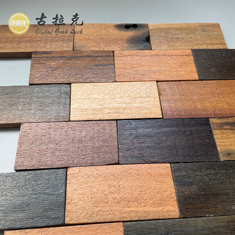 Wood Wall Mosaic tile Customized Design Panel Planks Wooden Mosaics