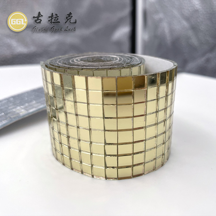 Mirrors Self Adhesive Gold Glass Mosaic Tiles Sticker for Craft Square Glass Mirrors Tiles