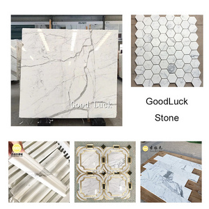 Hot sale Italian Calacatta White Marble Floor Tiles Luxvry Stone with Polished