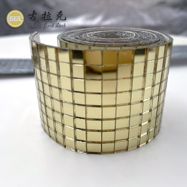 Mirrors Self Adhesive Gold Glass Mosaic Tiles Sticker for Craft Square Glass Mirrors Tiles