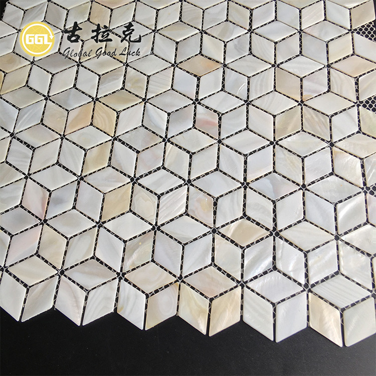 natural mother of pearl shell peel and stick self-adhesive shell art mosaic tile for kitchen backsplash and wall decor