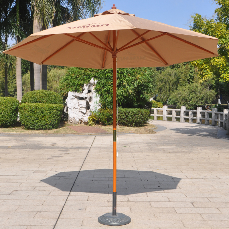 Goodluck Wholesale Outdoor Wood Sun Garden Parasol Umbrella Cafe Patio Garden Umbrellas Waterproof Polyester Outdoor Furniture