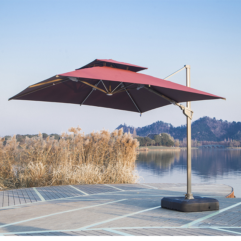 Goodluck led restaurant outdoor umbrella garden patio sun parasol umbrella and base