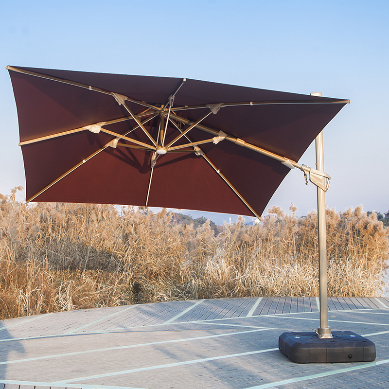 Goodluck led restaurant outdoor umbrella garden patio sun parasol umbrella and base