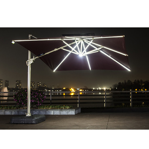 Goodluck led restaurant outdoor umbrella garden patio sun parasol umbrella and base