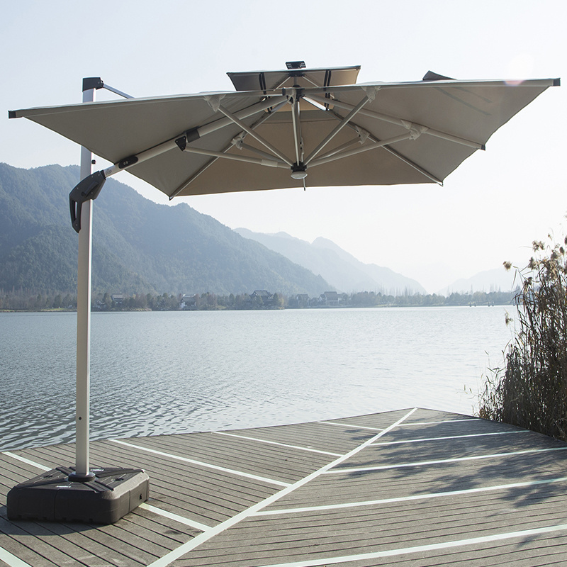 Goodluck patio umbrella outdoor garden table umbrellas solar panel outdoor umbrella with light